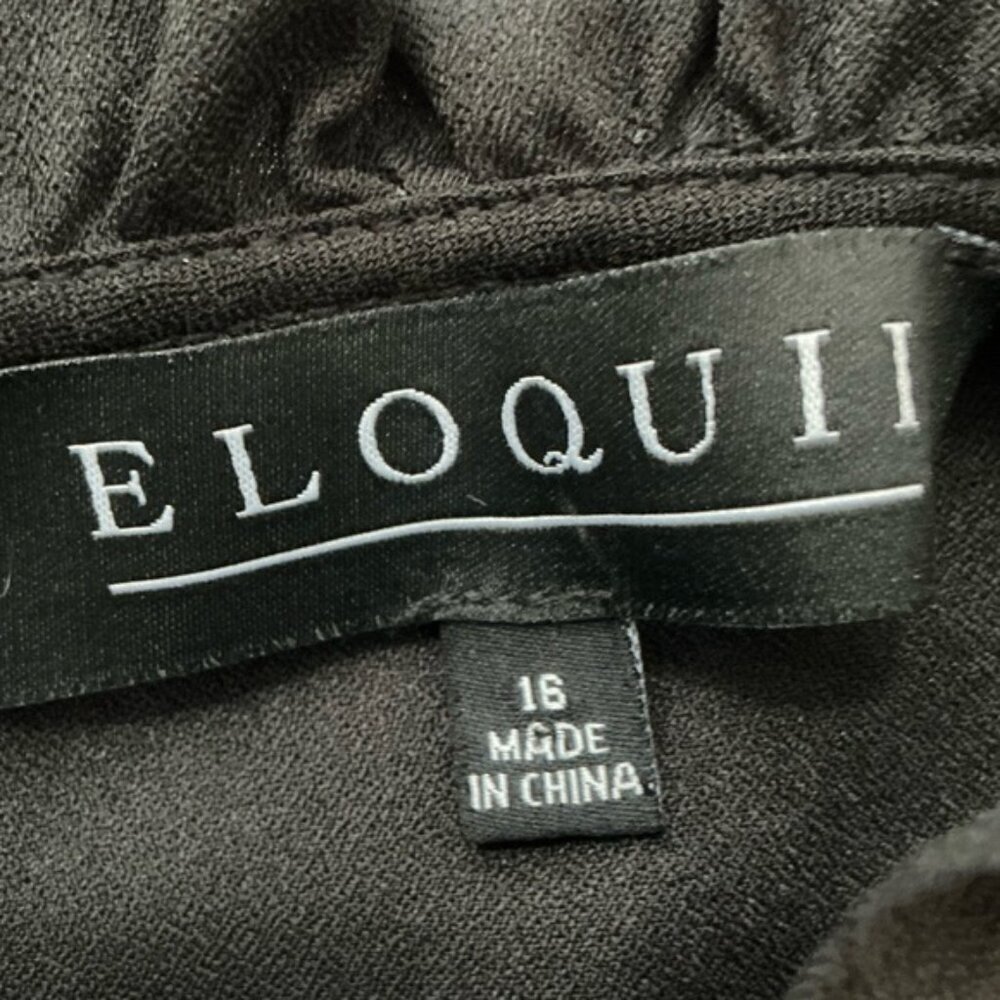 Eloquii Blouse Crochet Lace Long Sleeve Keyhole Round Neck Black Top Plus 16 - Picture 8 of 16